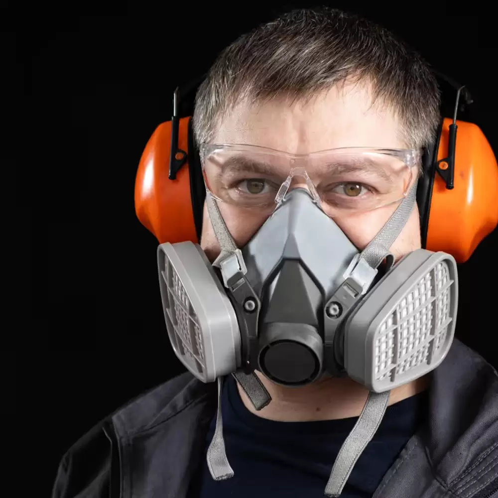 Man wearing PPE Respirator